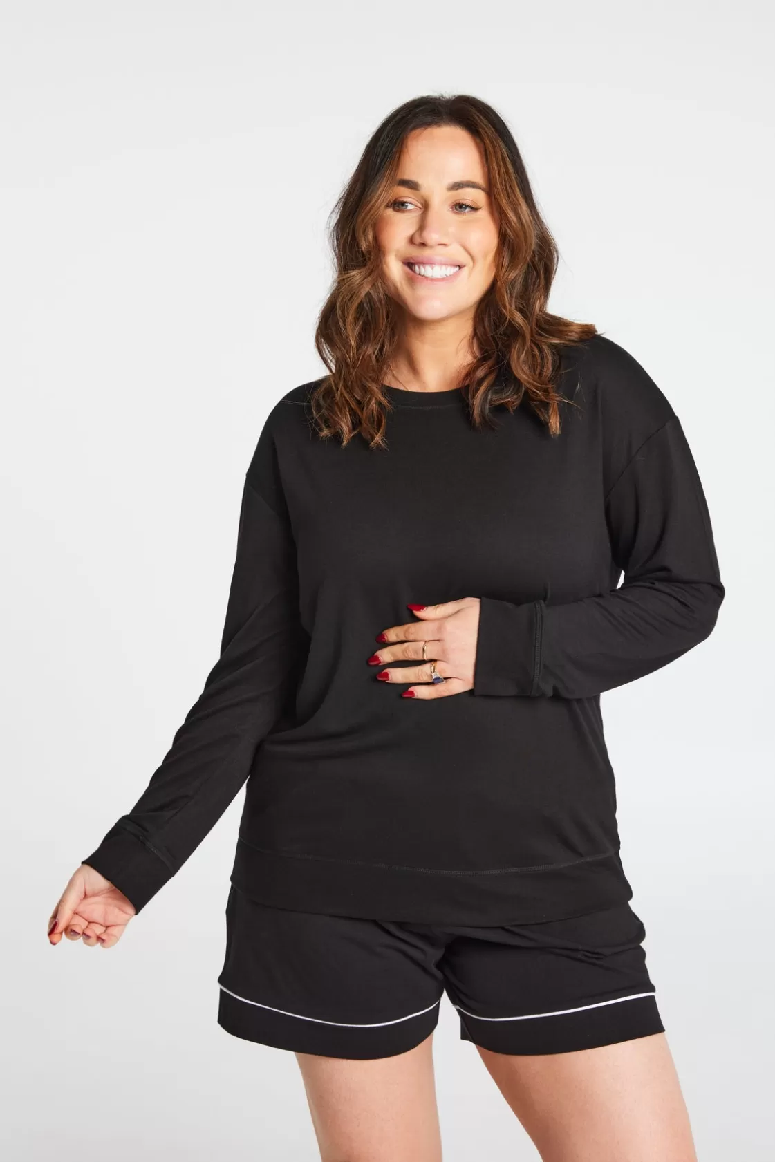 CACHIA French Terry Long Sleeve Top Cheap